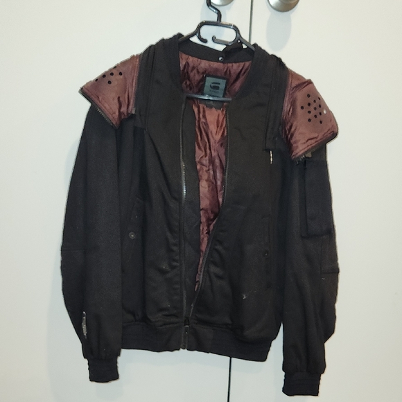 G-Star X Pharrell Raw For The Oceans Burgundy Quilted Balaclava Jacket - Picture 3 of 7